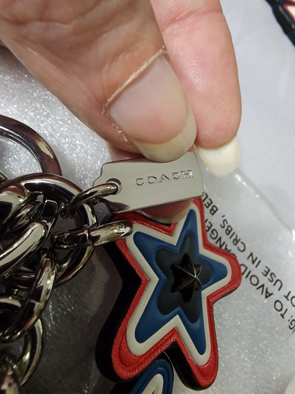 New Coach Marvel Leather Bag Charm, Keychain Star Cluster - Picture 3 of 4
